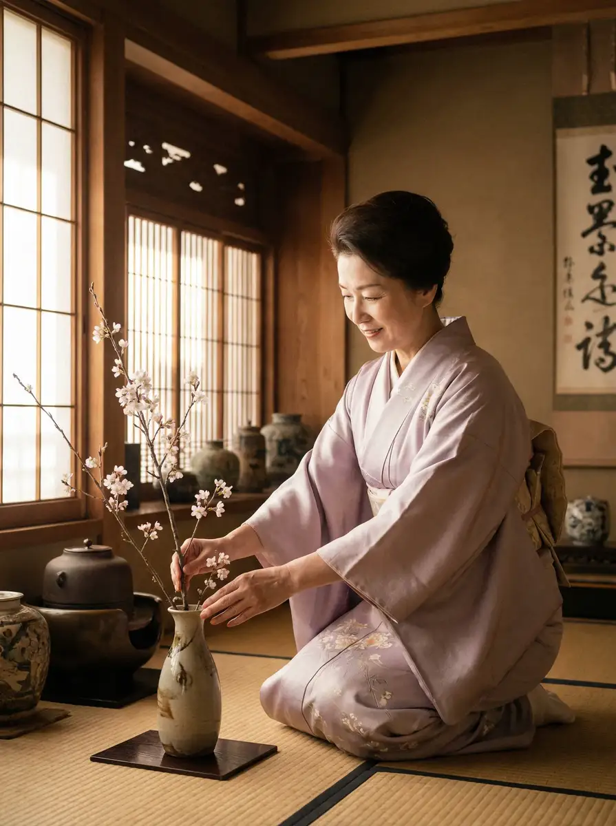 一位优雅的 苏文倩 - 苏文倩传媒官方平台 - 独家爆料苏文倩 在和室中插花